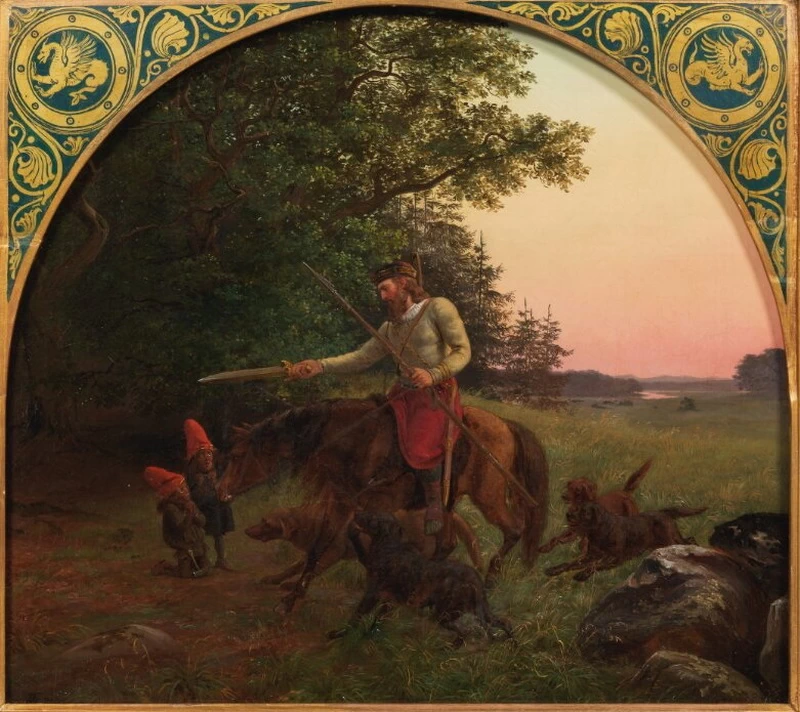 Il re Svafur costringe Durin e Dvalin a promettergli la spada Tirfing - Nationalmuseum, Stoccolma